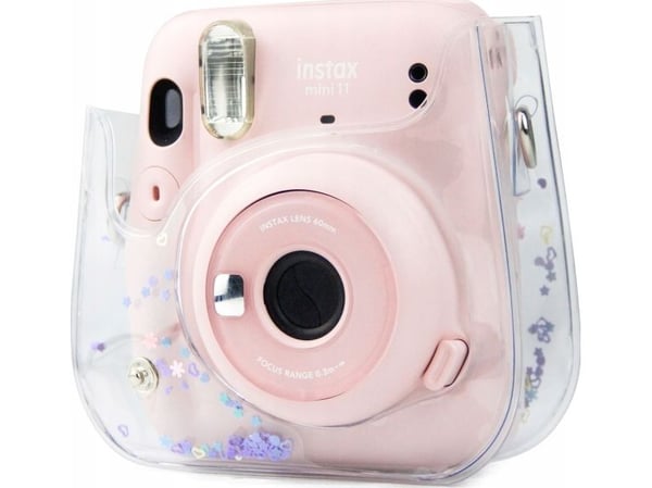 LoveInstant Instax Mini 11 etui / transparent lilla paljetter