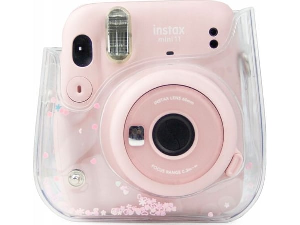 LoveInstant Instax Mini 11 etui / transparent lilla paljetter