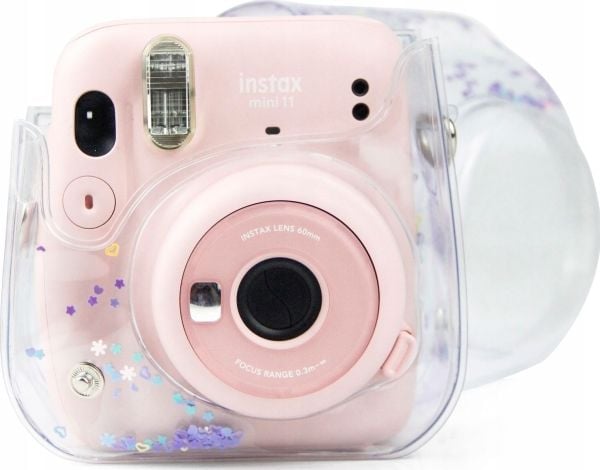 Fodral LoveInstant Instax Mini 11, transparent lila glittrigt