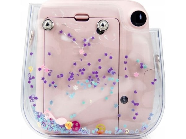 Fodral LoveInstant Instax Mini 11, transparent lila glittrigt