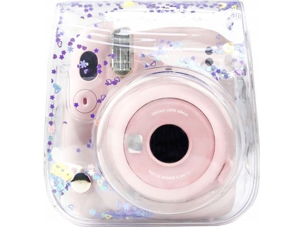 Fodral LoveInstant Instax Mini 11, transparent lila glittrigt