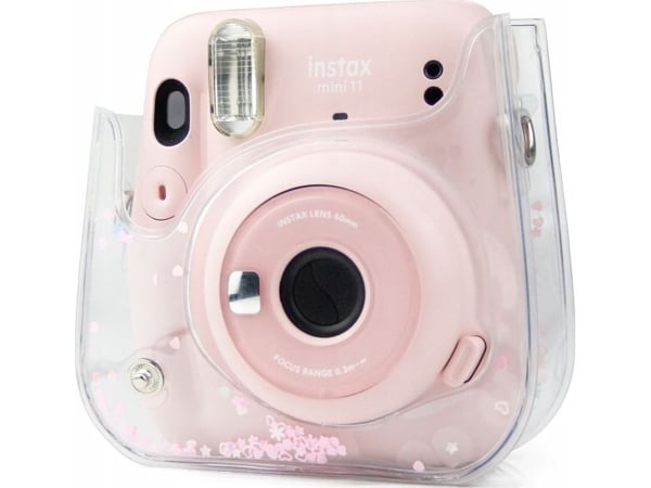 LoveInstant-etuiet til Fujifilm Instax Mini 11 / gjennomsiktig rosa paljetter