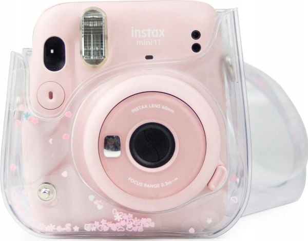 LoveInstant-etuiet til Fujifilm Instax Mini 11 / gjennomsiktig rosa paljetter