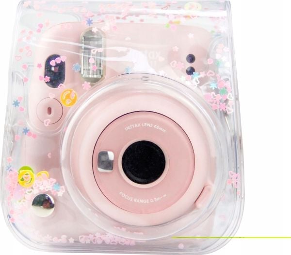 LoveInstant-fodral för Fujifilm Instax Mini 11 / transparent rosa paljetter