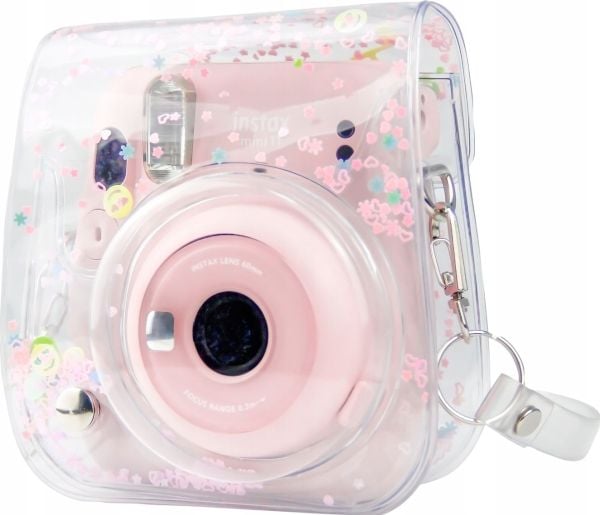 LoveInstant-fodral för Fujifilm Instax Mini 11 / transparent rosa paljetter
