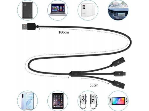 JYS-kabel USB til USB-C + 2x Joy-Con til Nintendo Switch