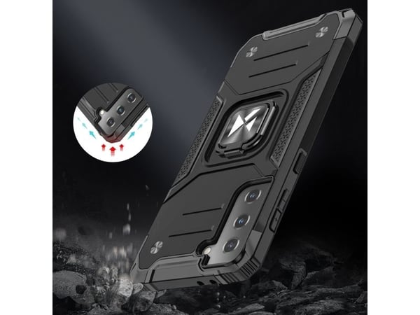 Wozinsky Ring Armor Tough hybrid-etuiet + magnetisk feste til Samsung Galaxy S22 + (S22 Plus) - sølv