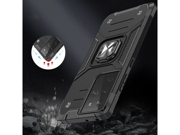 Wozinsky Wozinsky Ring Armor Armored Hybrid Deksel + Magnetisk Holder for Samsung Galaxy S22 Ultra Blue
