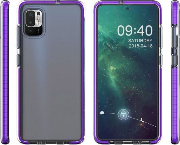 Spring Case klar TPU-gelbeskyttelse med fargerik ramme til Xiaomi Redmi Note 10 5G / Poco M3 Pro - svart