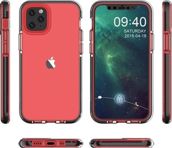 Spring TPU gel-tildeksel med fargerik ramme til iPhone 13 mini - mørkeblå