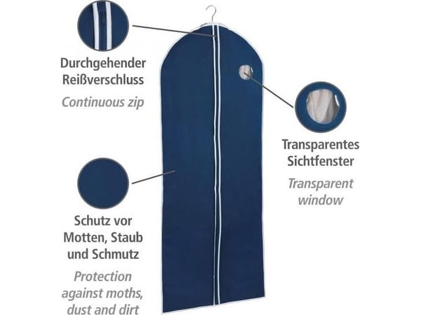 WENKO 3792640100, Myk klesoppbevaringsbag, Blå, Plast, Polypropylen (PP), 60 cm, 150 cm