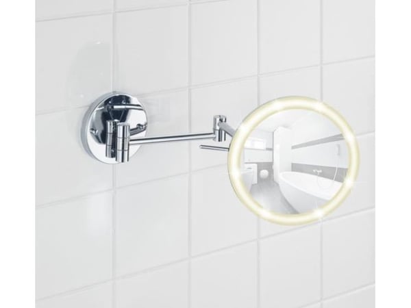 Kosmetikk-speil Wenko veggspeil Aura LED 10–40 x 24,5 cm kromstål