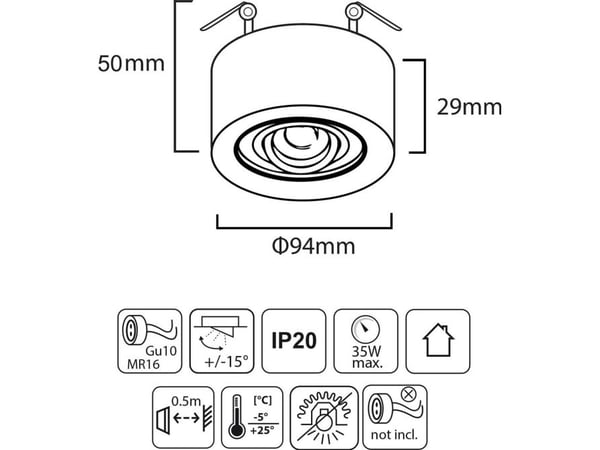 Maclean MCE462 B innfelt spot i tak