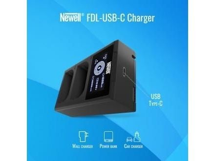 Newellin kameran laturi Newell FDL-USB-C kaksikanavainen laturi LP-E17-akuille