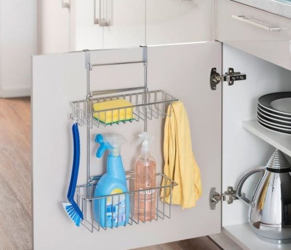 WENKO Door-mounted rack, Opphengsmontering, Metall, Kromfarget, Kjøkken, 2 hyller, Moderne
