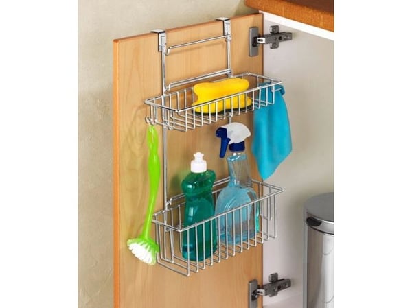WENKO Door-mounted rack, Opphengsmontering, Metall, Kromfarget, Kjøkken, 2 hyller, Moderne