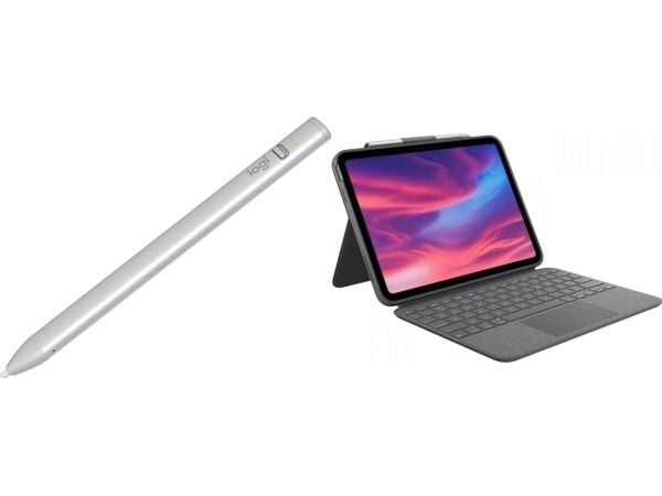Logitech Crayon pekepenn - SILVER (914-000074) + Combo Touch-etui til iPad (10. gen) grå (920-011441)