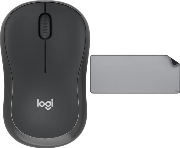 Mysz Logitech M240 Silent czarna (910-007119) + Studio Series - MID GREY (956-000052)