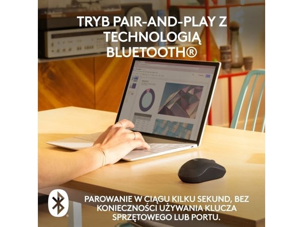 Mysz Logitech M240 Silent czarna (910-007119) + Studio Series - MID GREY (956-000052)