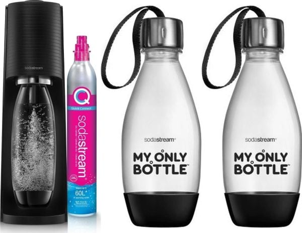 Sodastream saturator Terra + 1 flaske + gass svart + 2x 0,5 L