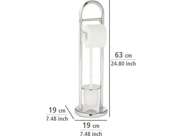 WENKO 15438100, Toalettbørste og holder, Krom, Polypropylen (PP), 190 mm, 190 mm, 630 mm