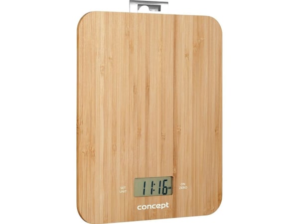 Concept VK5714, Elektronisk personvekt, 15 kg, 1 g, Bamboo, firkant, LCD