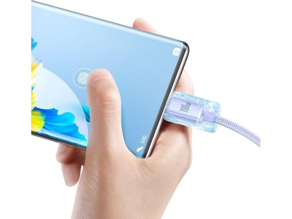 Baseus Crystal Shine, 1,2 m, USB A, USB C, 0,48 Gbit/s, Lila