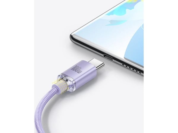 Baseus Crystal Shine, 1,2 m, USB A, USB C, 0,48 Gbit/sek., Lilla
