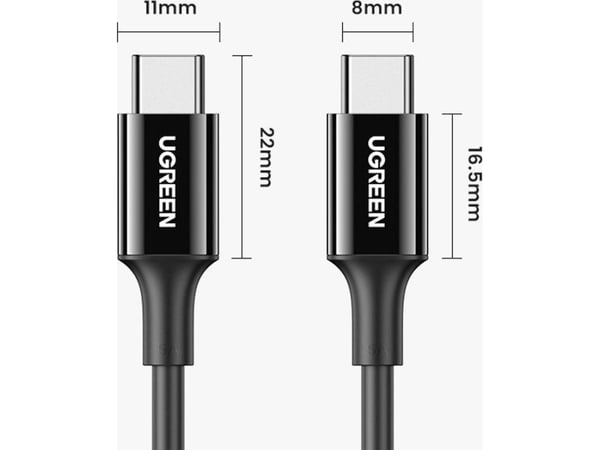 Ugreen USB-C - USB-C 1 m valkoinen kaapeli (6957303865512)