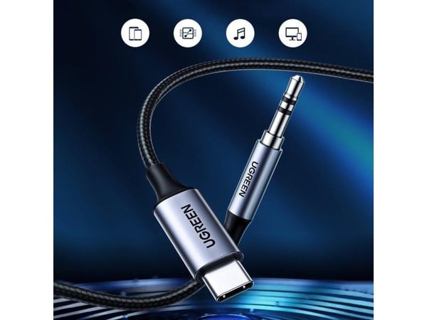 Ugreen USB-C USB-kabel - Minijack 3,5 mm 1 m Svart (UGR1190BLK)