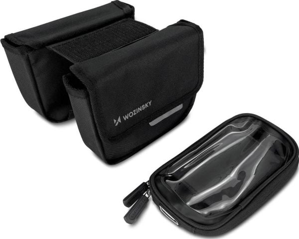 Sykkelrammeveske Wozinsky, vanntett telefonveske, 1,5 l, svart (WBB26BK)
