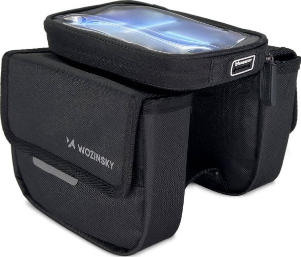 Sykkelrammeveske Wozinsky, vanntett telefonveske, 1,5 l, svart (WBB26BK)