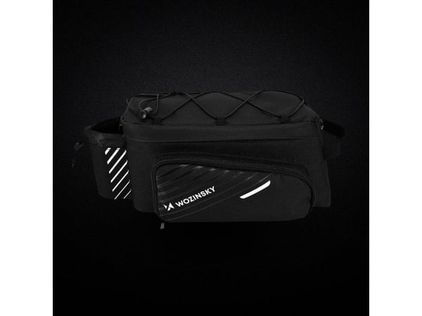 Hurtel Wozinsky sykkel bag for bærerstativ med skulderrem 9L (regntrekk inkludert) svart (WBB22BK)