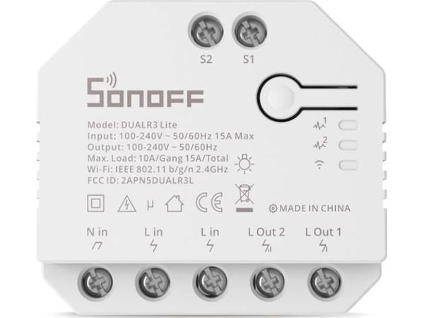 SONOFF DUALR3 Lite 2-kanals WiFi-relä med motorstyrning