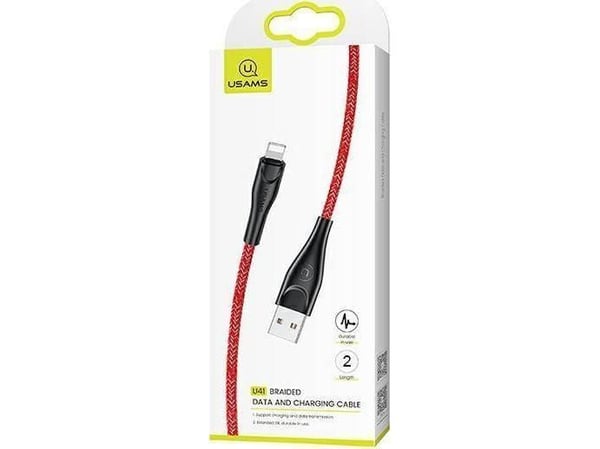 Usams USB-A - Lightning-kabel 2 m rød (6958444983530)