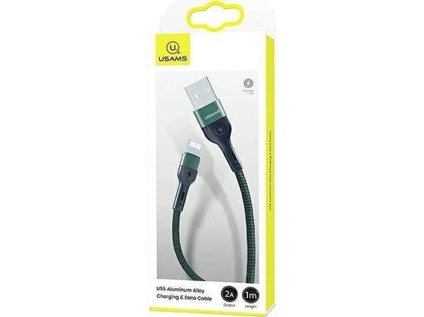 USB-A til Lightning-kabel Usams, 1 m, grønn (6958444945248)