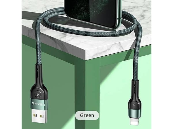 USB-A til Lightning-kabel Usams, 1 m, grønn (6958444945248)