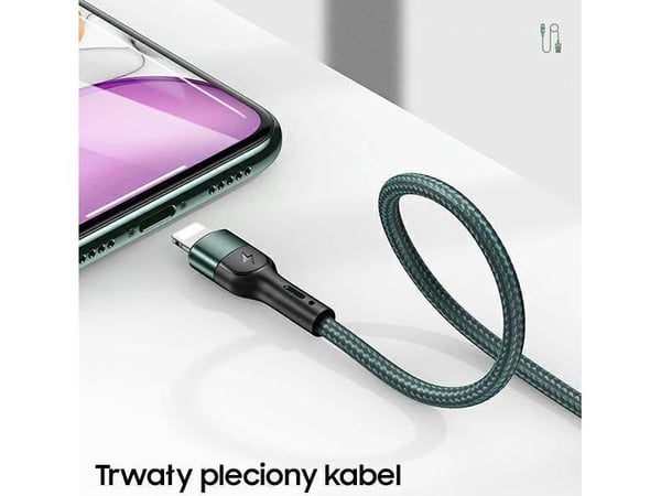 USB-A till Lightning-kabel Usams, 1 m, grön (6958444945248)