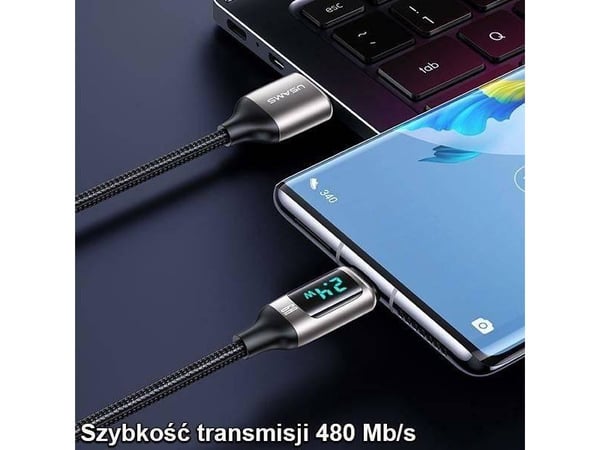 USB-kabel USAMS USB-A til USB-C, 1,2 m, hvit (6958444975429)