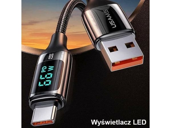 USB-kabel Usams USB-A til USB-C 1,2 m svart (6958444975412)