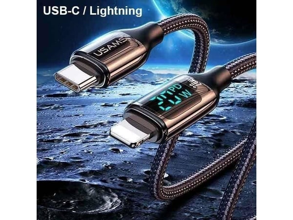 Usams USB-C - Lightning USB-kabel 1,2 m hvit (6958444975443)