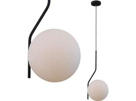 Hengelampe Italux Loft CARIMI PND-3300-1-BK i metall med glasskjerm, kule grafitt/hvit