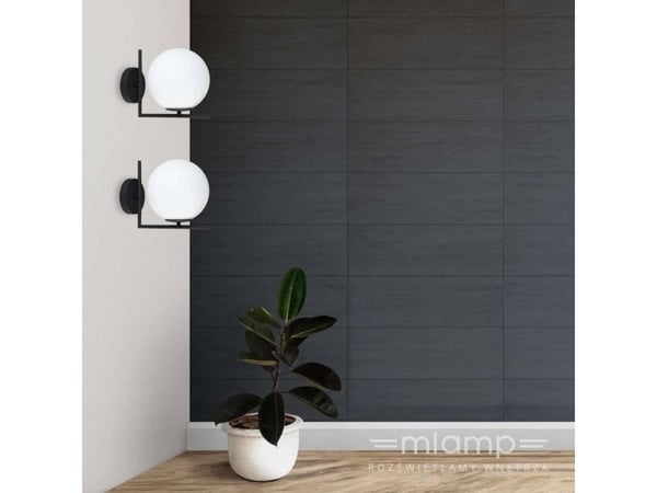 Mdeco vegglampe glass vegglampe CONDI MBM-7475/1 BL MDECO loftarmatur kule vegglampe svart hvit