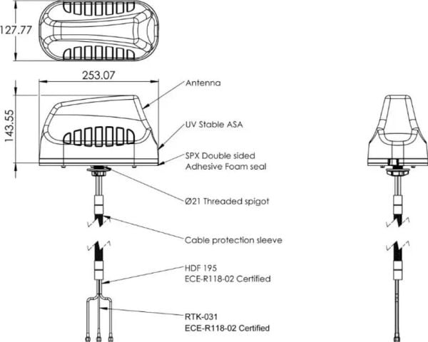 Poynting A-MIMO-0003-V2-14, 21 dBi, 0.41 - 3.8 GHz, 50 O, MIMO-direksjonell antenne, SMA, Hvit