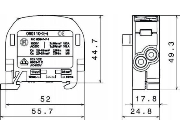 Simet-jakelulohko Al/Cu SCB 25 (80110) SIMBLOCK vihreä 81501005