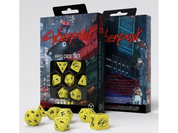 Puslespill Q Workshop Cyberpunk Red RPG Danger Zone Terningsett Yellow And Black Sp