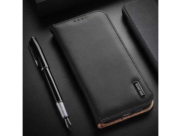 Dux Ducis Hivo läder flipcover äkta läder plånbok för kort och dokument Samsung Galaxy S22+ (S22 Plus) svart