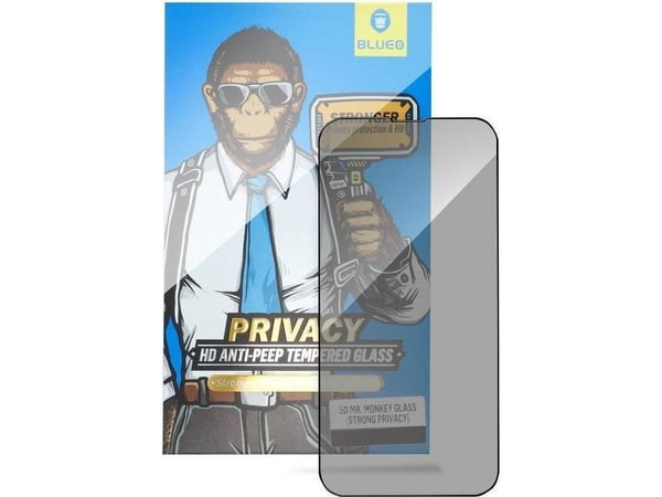 Sterkt herdet glass 5D Mr. Monkey Glass for Apple iPhone 13 Pro svart (Strong Privacy)