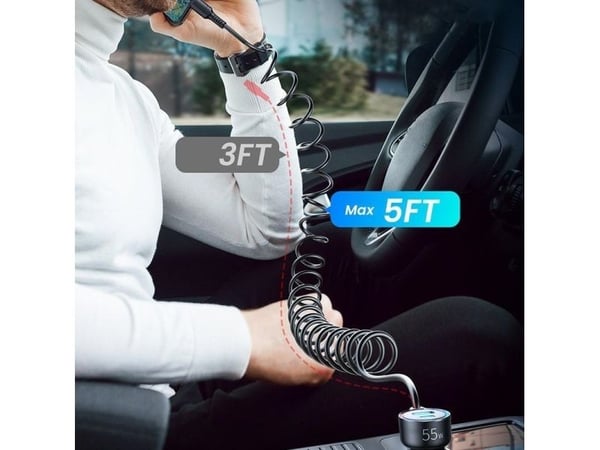 Joyroom Joyroom 3-in-1 nopea autolaturi USB Type C kaapelilla 1.5m 55W musta (JR-CL07)