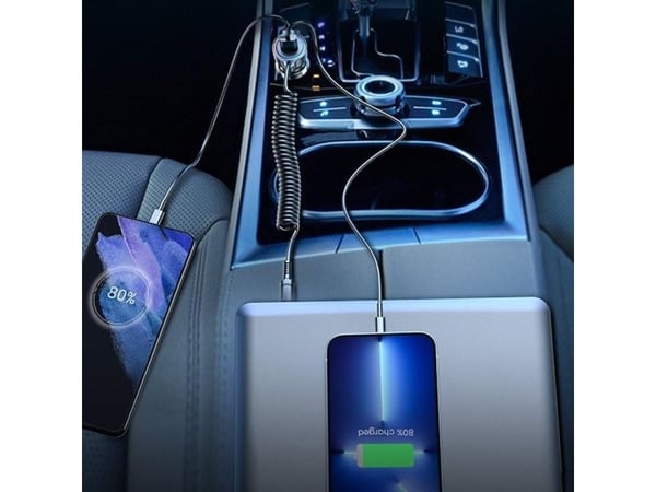 Joyroom Joyroom 3-in-1 nopea autolaturi USB Type C kaapelilla 1.5m 55W musta (JR-CL07)